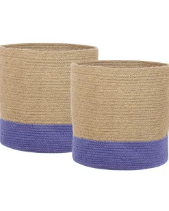 Conjunto De 2 Cestos De Juta Creme E Violeta Bulanik