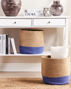 Conjunto De 2 Cestos De Juta Creme E Violeta Bulanik