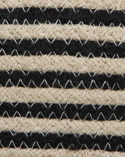 Conjunto De 2 Cestos Em Algodao Creme E Preto Yerkoy