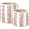 Conjunto De 2 Cestos Em Algodao Creme E Vermelho Khel