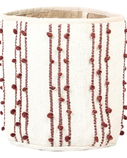 Conjunto De 2 Cestos Em Algodao Creme E Vermelho Khel