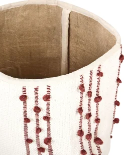 Conjunto De 2 Cestos Em Algodao Creme E Vermelho Khel