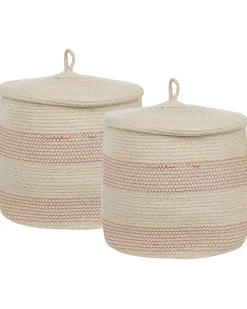 Conjunto De 2 Cestos Em Algodao Creme Claro Silopi