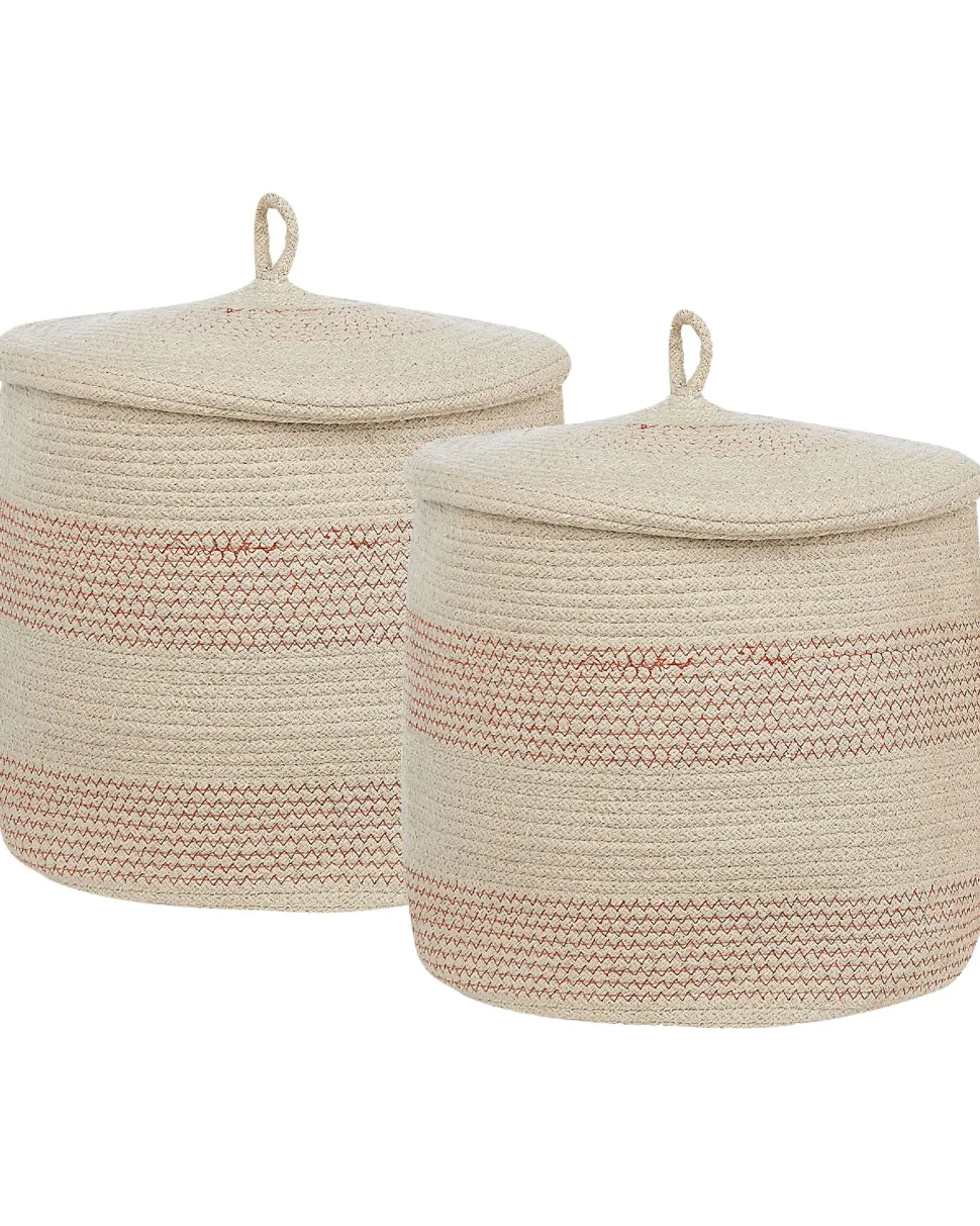 Conjunto De 2 Cestos Em Algodao Creme Claro Silopi