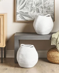 Conjunto De 2 Cestos Em Algodao Branco Panjgur