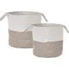 Conjunto De 2 Cestos Em Algodao Branco E Creme Pazha