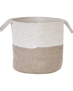 Conjunto De 2 Cestos Em Algodao Branco E Creme Pazha