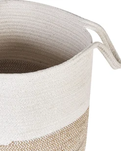 Conjunto De 2 Cestos Em Algodao Branco E Creme Pazha