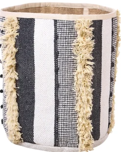 Conjunto De 2 Cestos Em Algodao Creme E Cinzento Kotkai