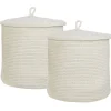 Conjunto De 2 Cestos Em Algodao Branco Silopi