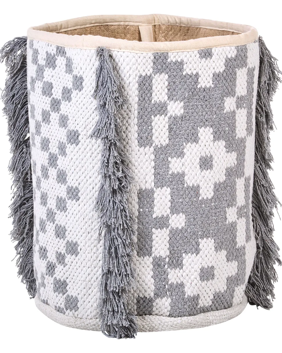 Conjunto De 2 Cestos Em Algodao Branco E Cinzento Kalai