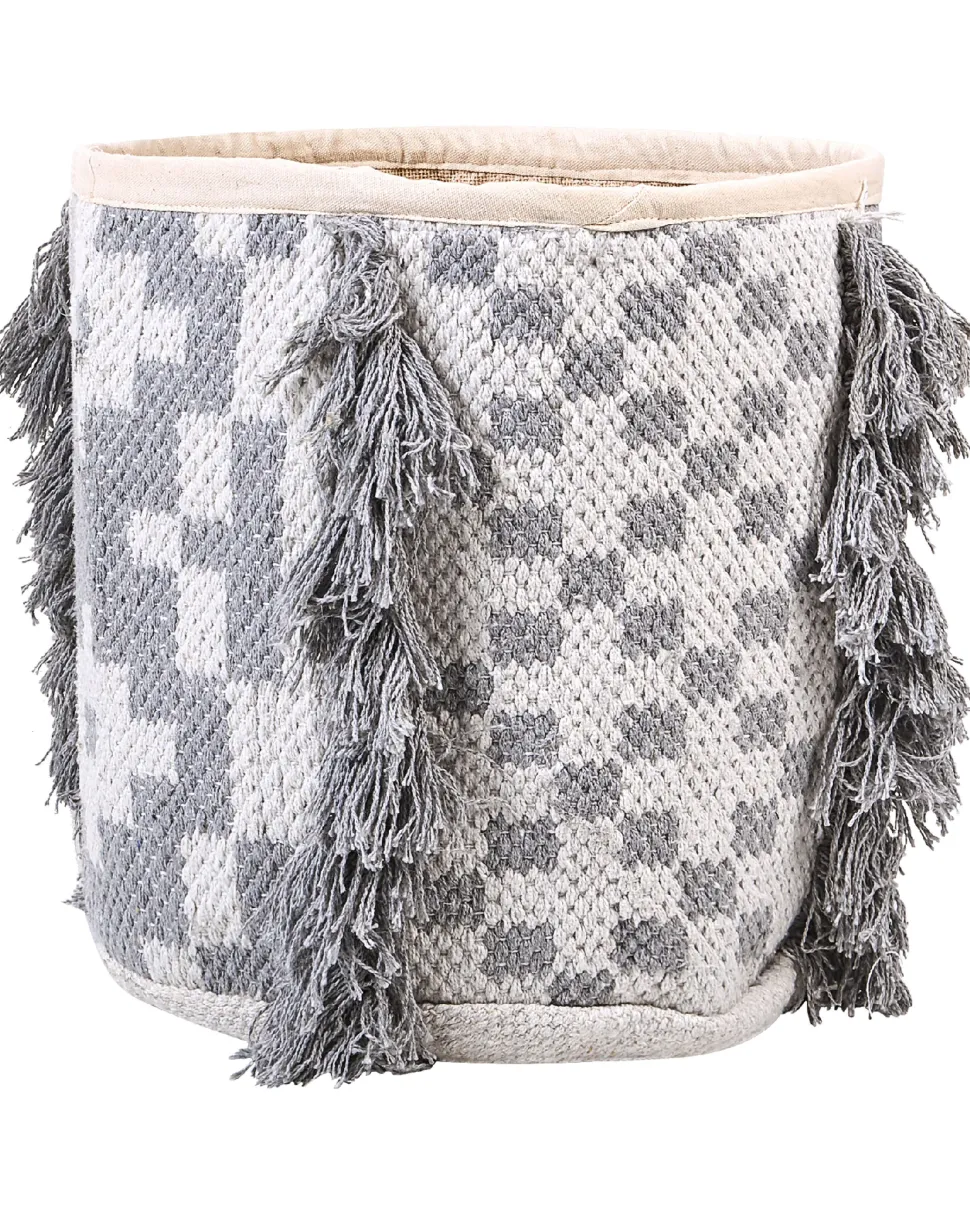 Conjunto De 2 Cestos Em Algodao Branco E Cinzento Kalai