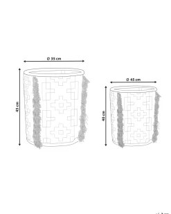 Conjunto De 2 Cestos Em Algodao Branco E Cinzento Kalai