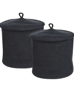 Conjunto De 2 Cestos Em Algodao Preto Silopi