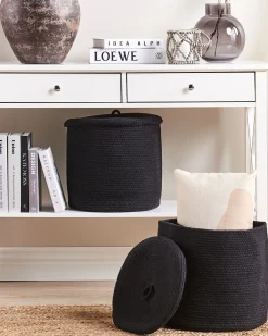 Conjunto De 2 Cestos Em Algodao Preto Silopi