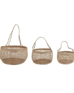 Conjunto De 3 Cestos Em Fibra De Algas Cor Natural Arapaima