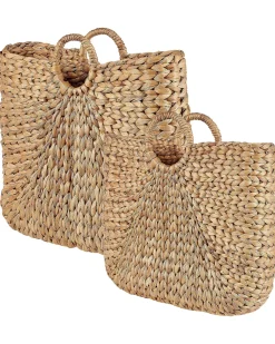 Conjunto De 2 Cestos Em Fibra De Jacinto De Agua Cor Natural Pompano