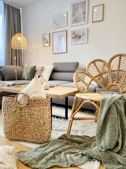 Conjunto De 2 Cestos Em Fibra De Jacinto De Agua Cor Natural Pompano