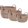 Conjunto De 3 Cestos Em Fibra De Algas Cor Natural Sayjar