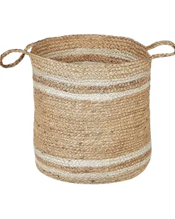 Conjunto De 3 Cestos Em Juta Natural E Creme Zhob