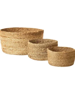 Conjunto De 3 Cestos Em Juta Natural E Creme Ranwal