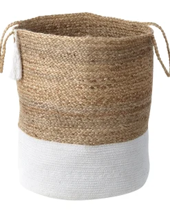 Conjunto De 2 Cestos Em Juta Branca E Creme Gajar