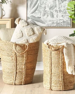 Conjunto De 2 Cestos Em Juta Cor Natural Ornach