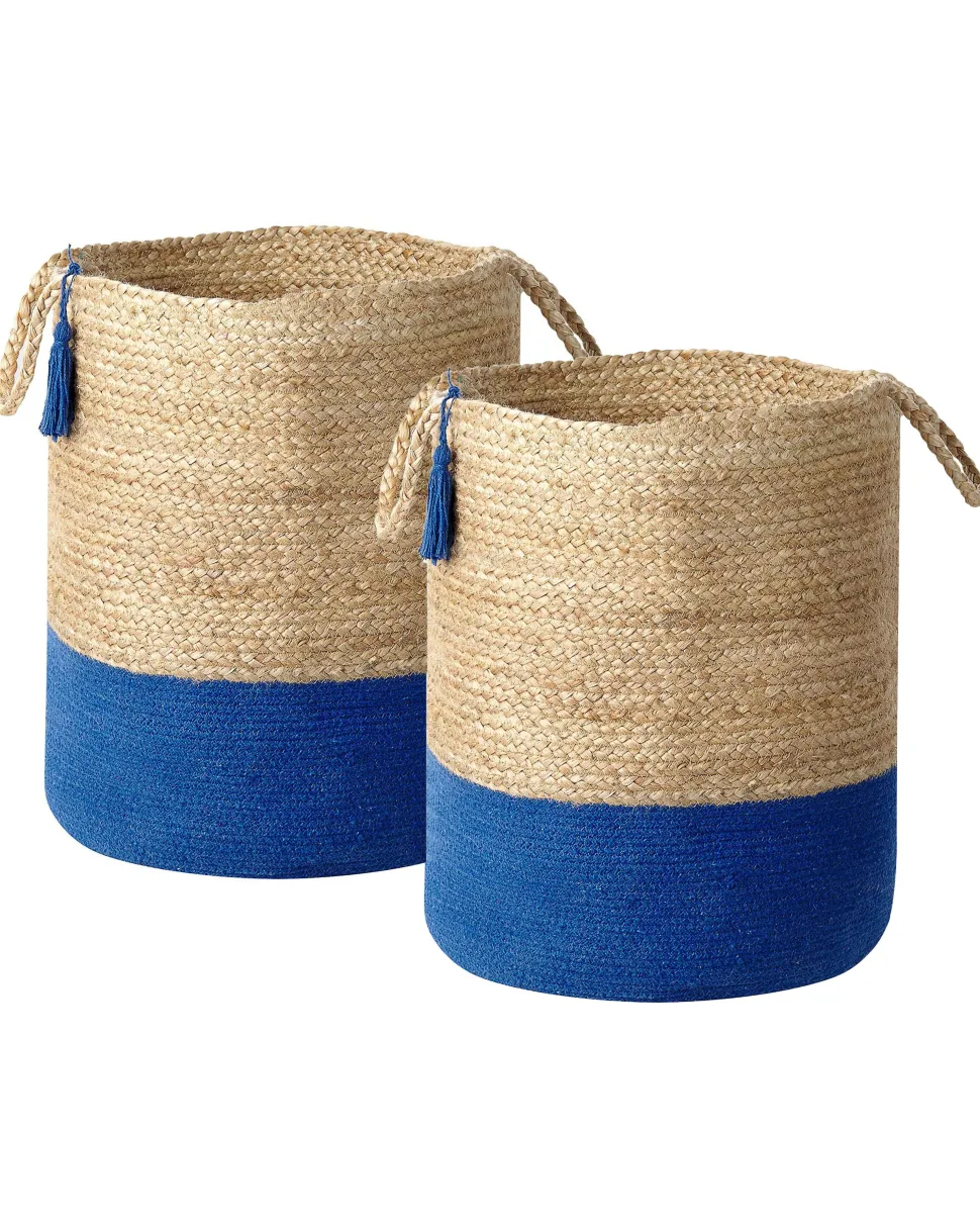 Conjunto De 2 Cestos Em Juta Azul Marinho E Creme Gajar