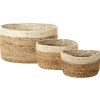 Conjunto De 3 Cestos Em Juta Natural E Creme Tajori