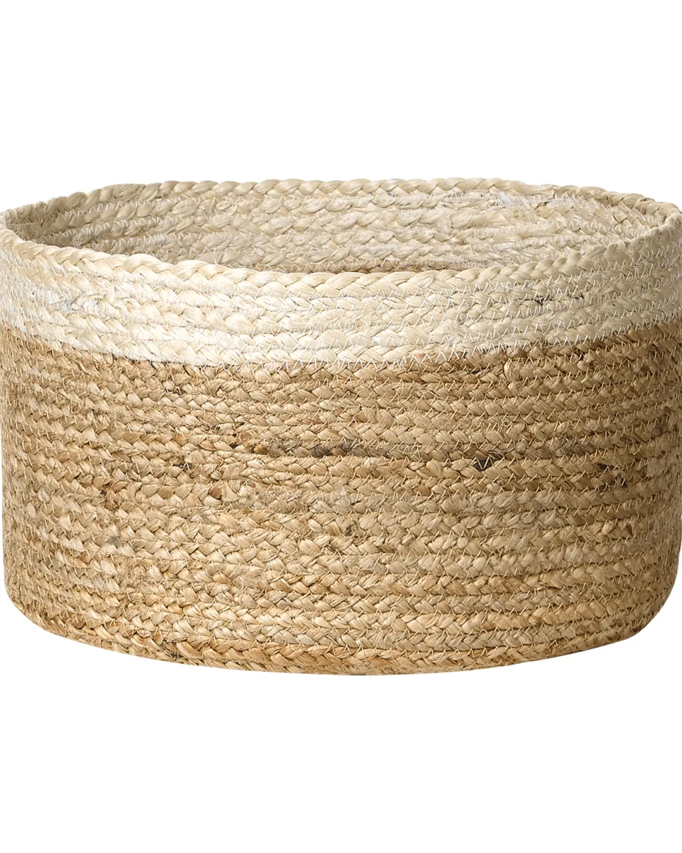 Conjunto De 3 Cestos Em Juta Natural E Creme Tajori