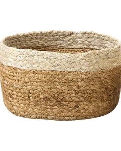 Conjunto De 3 Cestos Em Juta Natural E Creme Tajori