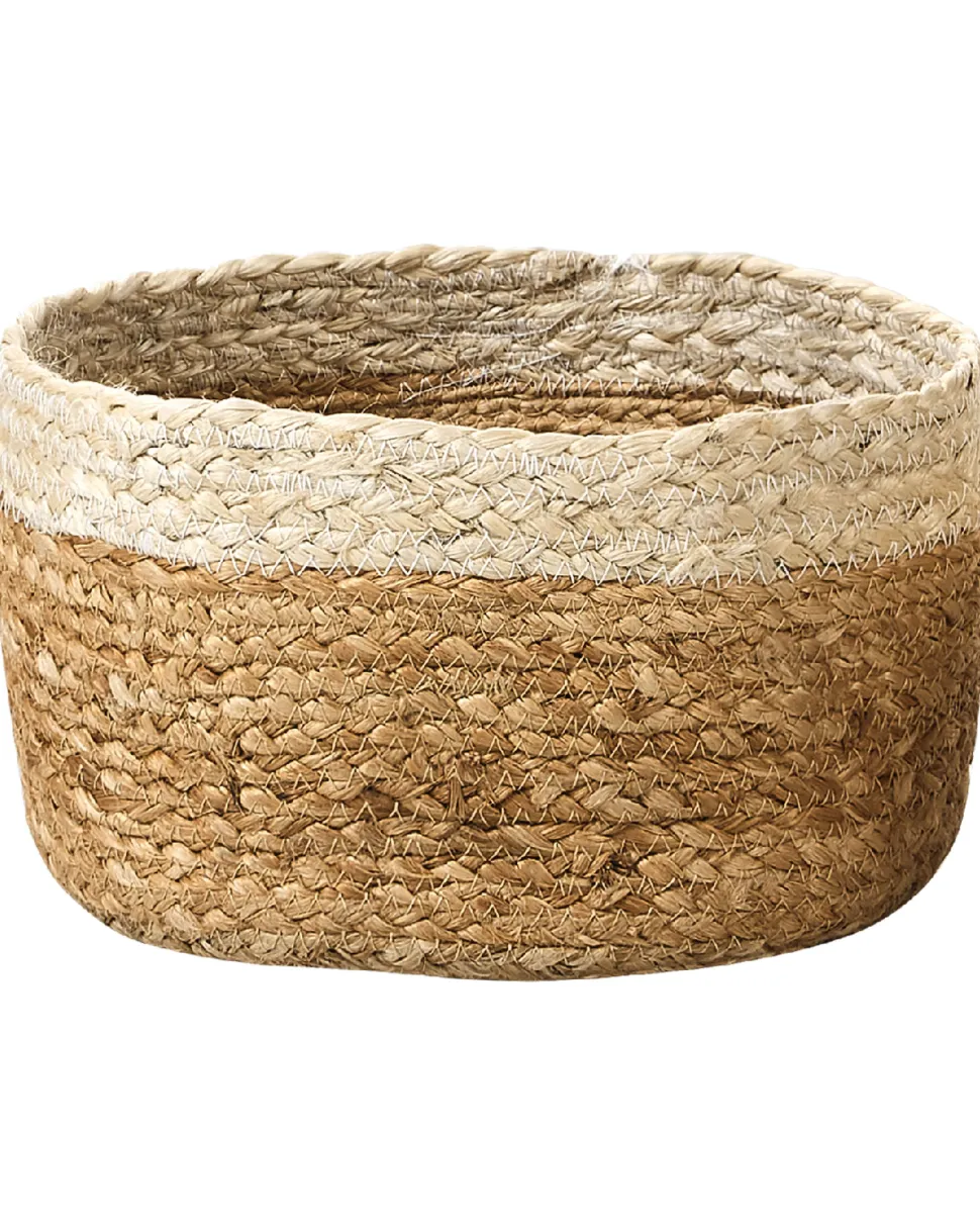 Conjunto De 3 Cestos Em Juta Natural E Creme Tajori