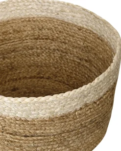 Conjunto De 3 Cestos Em Juta Natural E Creme Tajori