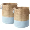 Conjunto De 2 Cestos Em Juta Branca E Azul Gajar