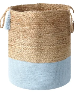 Conjunto De 2 Cestos Em Juta Branca E Azul Gajar