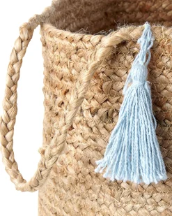 Conjunto De 2 Cestos Em Juta Branca E Azul Gajar