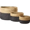 Conjunto De 3 Cestos Em Juta Natural E Preta Kahu