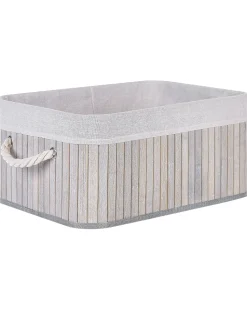 Conjunto De 5 Cestos Em Madeira De Bambu Cinzenta Talpe