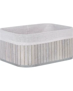 Conjunto De 5 Cestos Em Madeira De Bambu Cinzenta Talpe