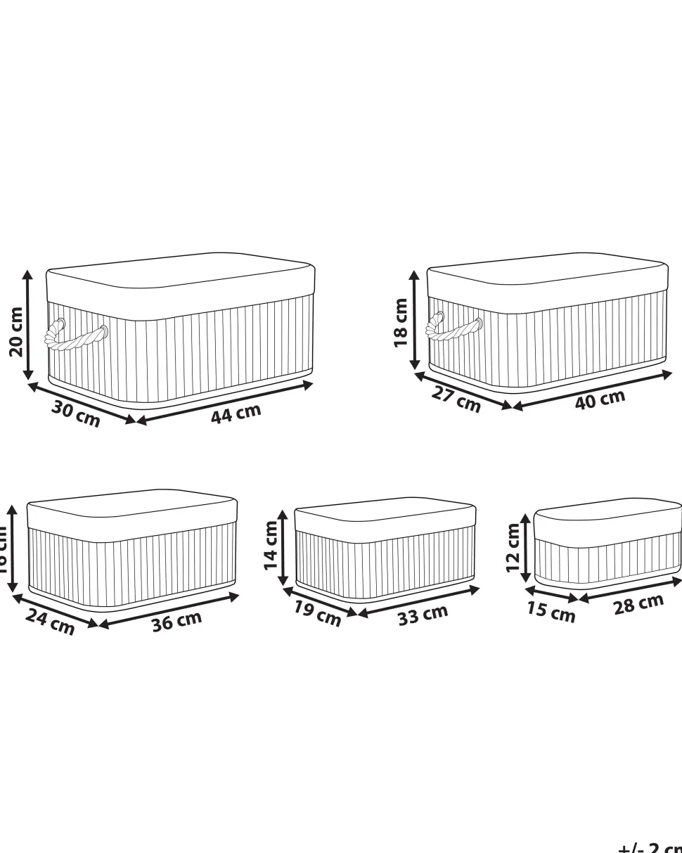 Conjunto De 5 Cestos Em Madeira De Bambu Cinzenta Talpe