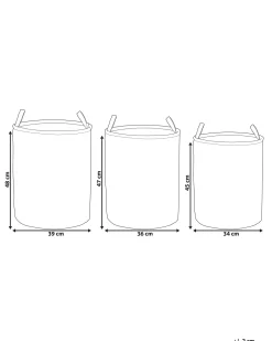 Conjunto De 3 Cestos Em Tecido De Poliester Azul E Cinzento Archa