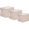 Conjunto De 3 Cestos Em Tecido De Poliester Creme E Cinzento Darqab