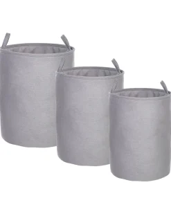 Conjunto De 3 Cestos Em Tecido De Poliester Cinzento Archa