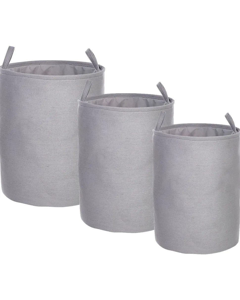 Conjunto De 3 Cestos Em Tecido De Poliester Cinzento Archa