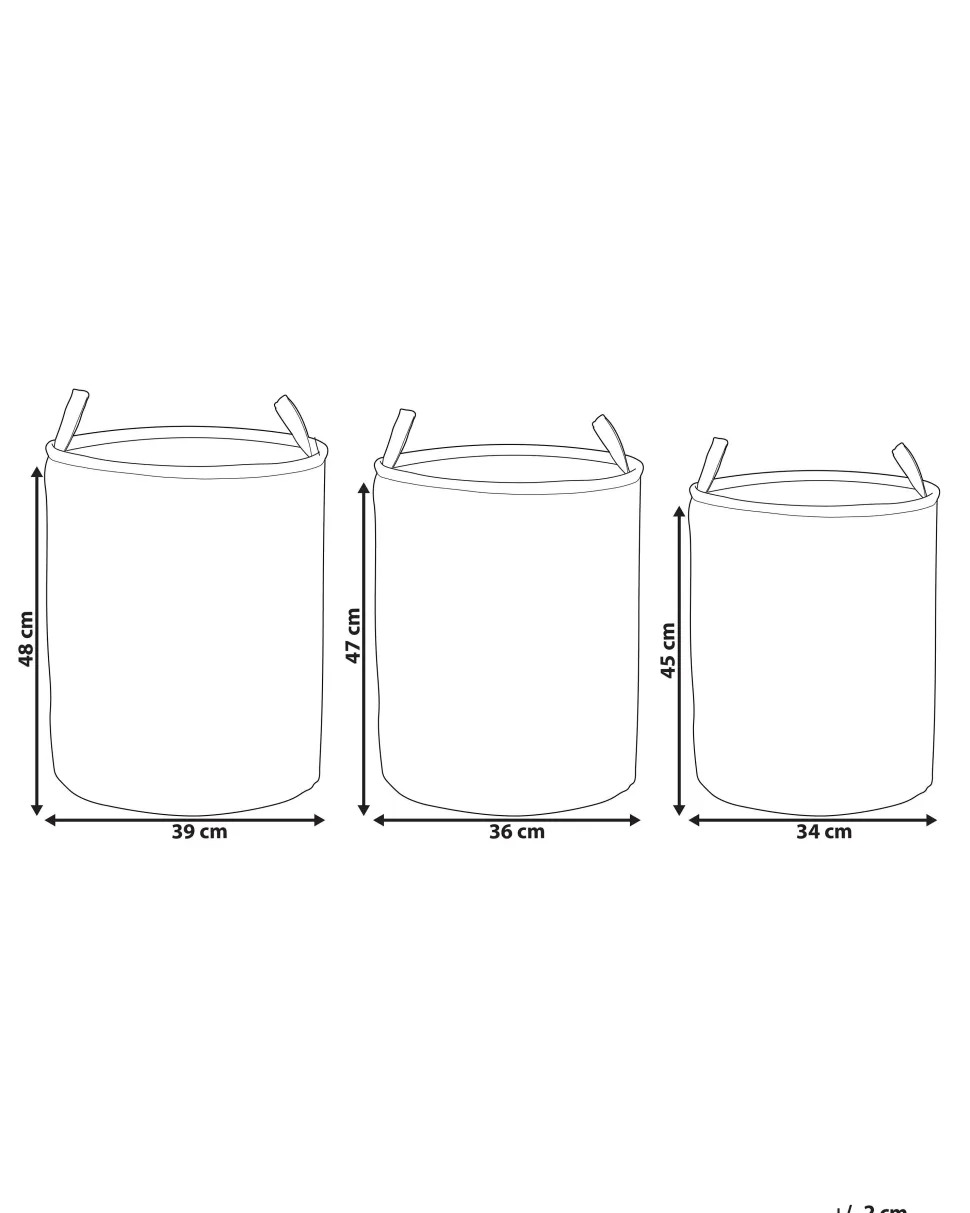 Conjunto De 3 Cestos Em Tecido De Poliester Cinzento Archa