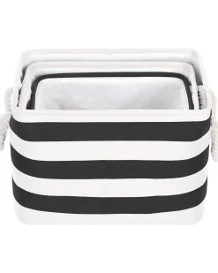 Conjunto De 3 Cestos Em Tecido De Poliester Preto E Branco Darqab