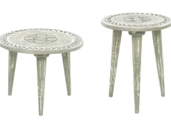 Conjunto De 2 Mesas De Apoio Em Madeira De Mango Verde Ekamba