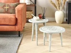 Conjunto De 2 Mesas De Apoio Em Madeira De Mango Verde Ekamba