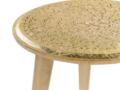 Conjunto De 2 Mesas De Apoio Em Madeira De Mango Dourada Narra