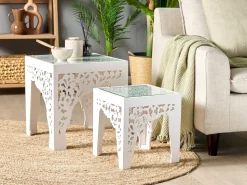 Conjunto De 2 Mesas De Apoio Brancas Amadpur